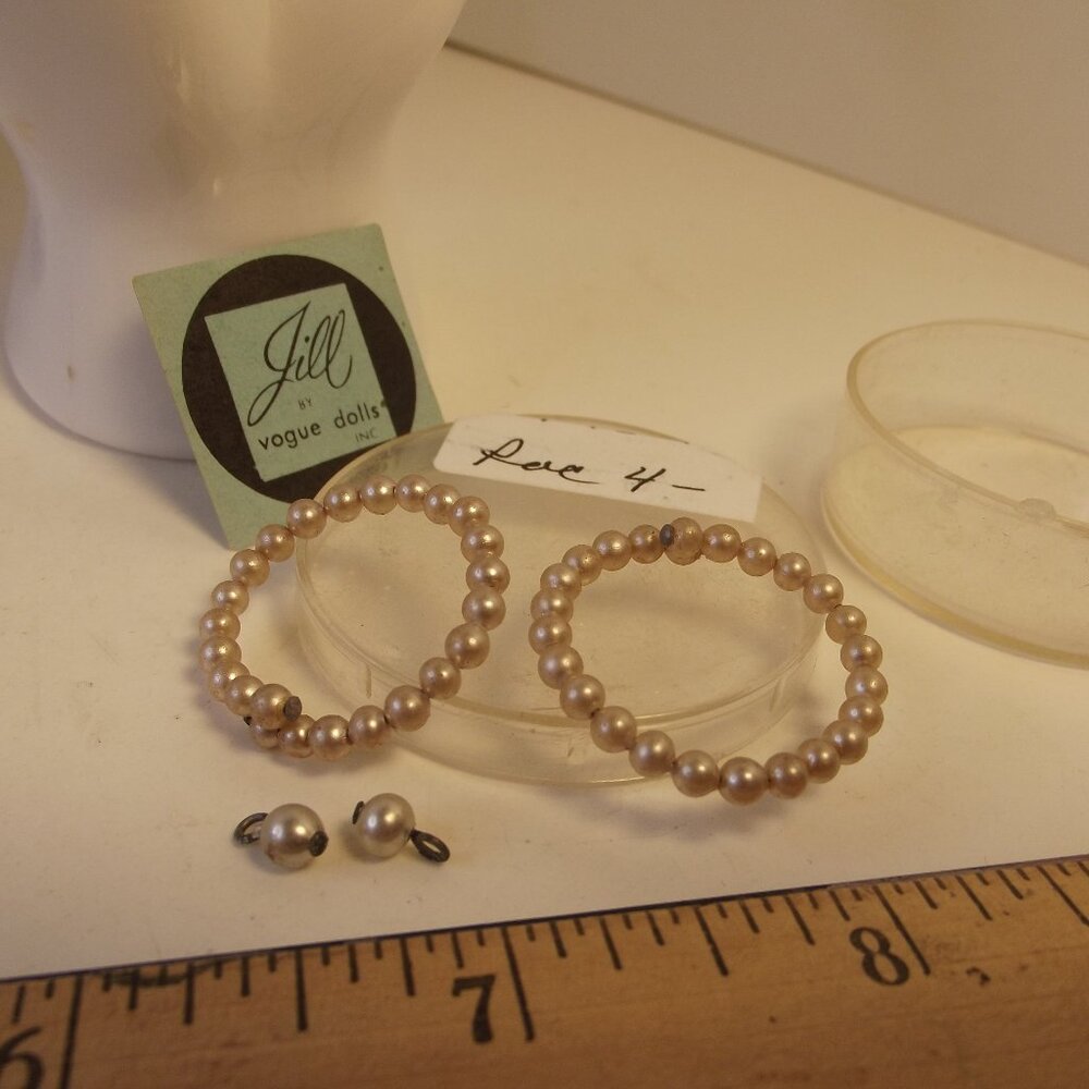 Vintage Doll Accessory Faux Pearl Necklace & Earrings For Jill Jan Vogue Doll